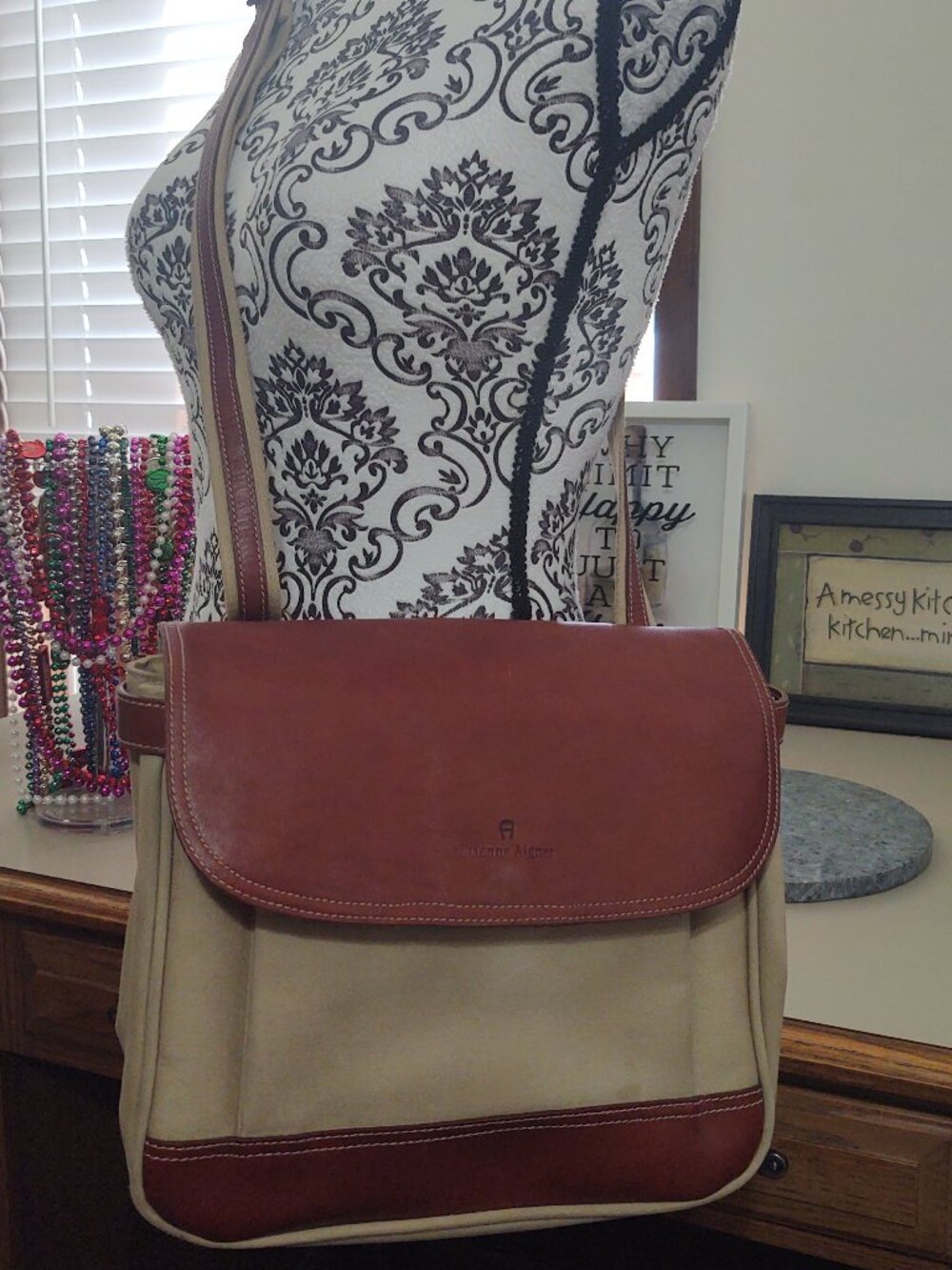 Vintage Etienne Aigner Leather Trim Crossbody